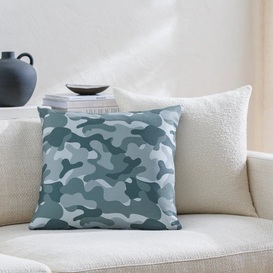 Tactic Pillow - 481663 by Livabliss in nickel, light silver, pewter, slate blue, silver, metallic - silver, slate. Made from front: 100% polyester, back: 100% polyester in 