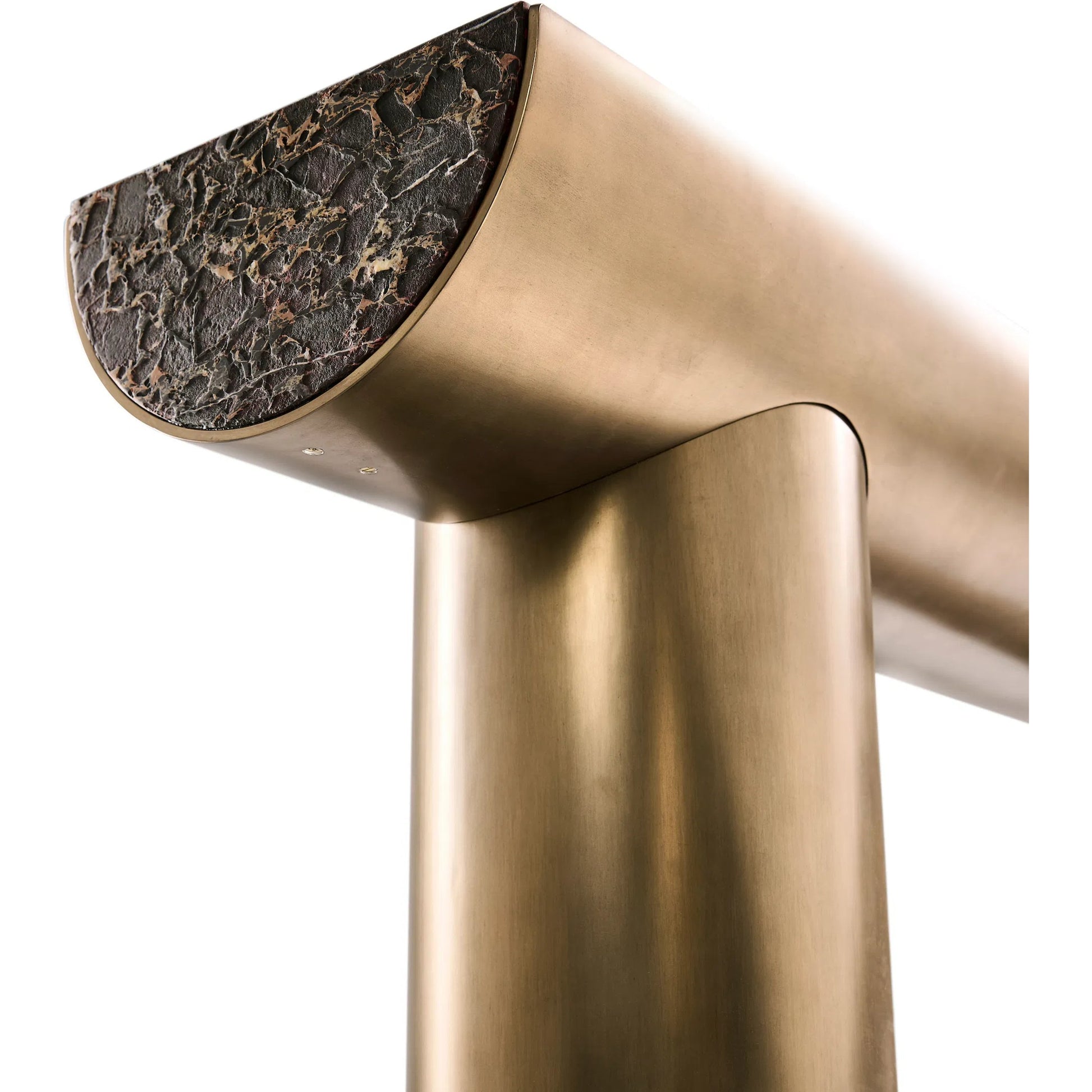 Nova Console Table by Jonathan Charles in industrial bronze finish. Made from main aluminum in a unique style.