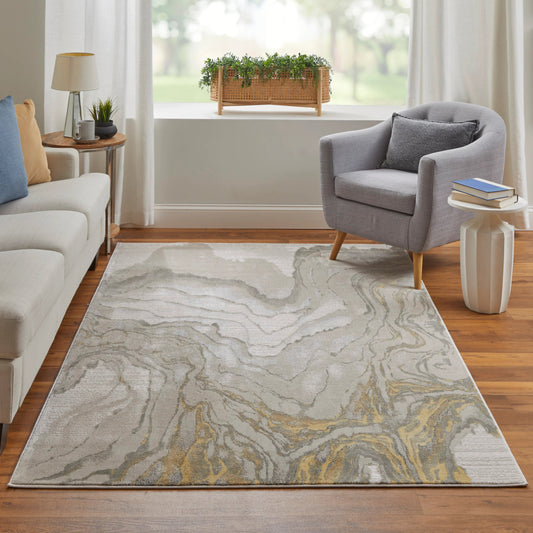 Brixton Rug - 3602F by Feizy in gold, ivory, gray. Made from polypropylene, polyester in a unique style.