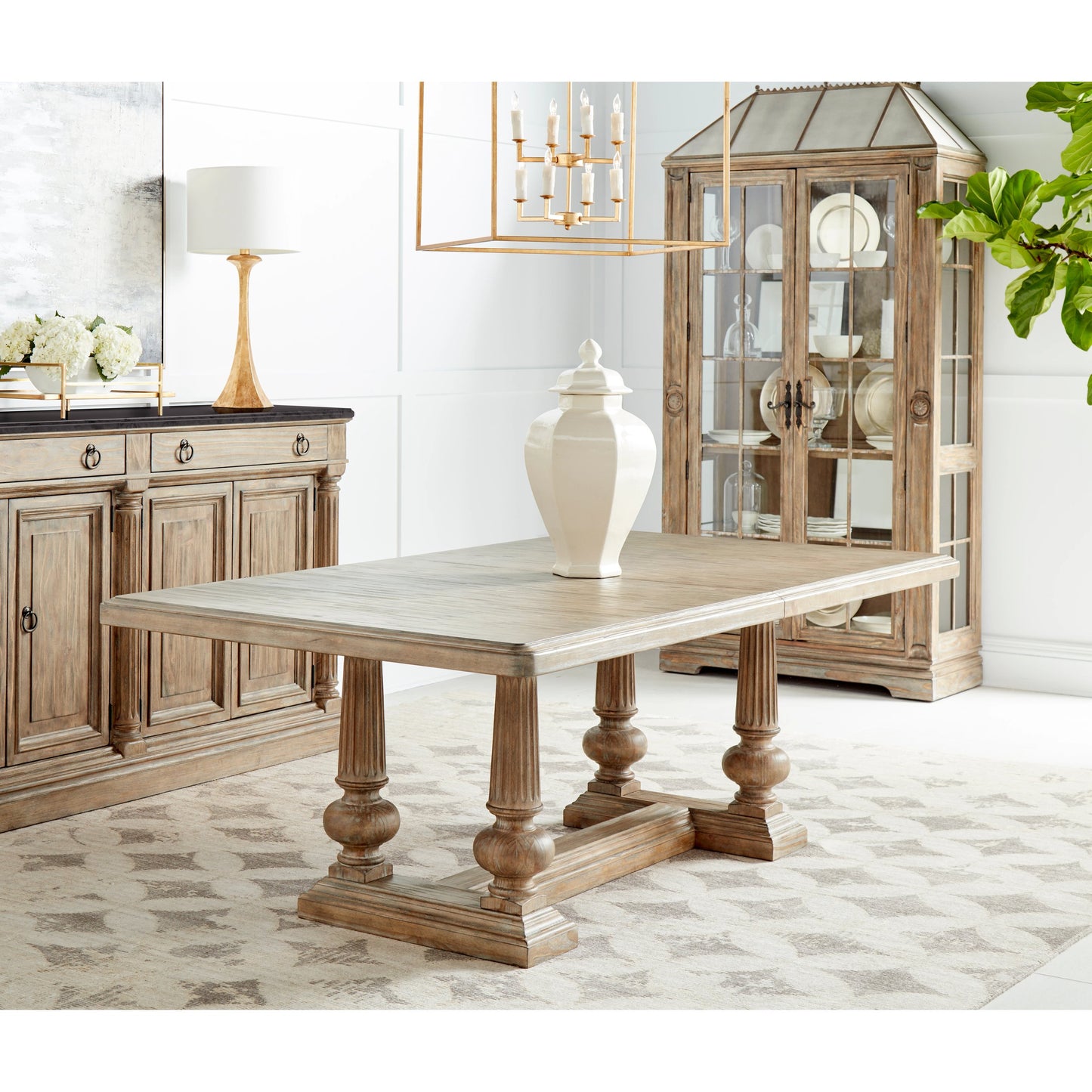 011 SI-2064914 | Lifestyle | Architrave Trestle Dining Table by A.R.T. Furniture in almond. Made from pine solids and veneer, resin in a traditional style.