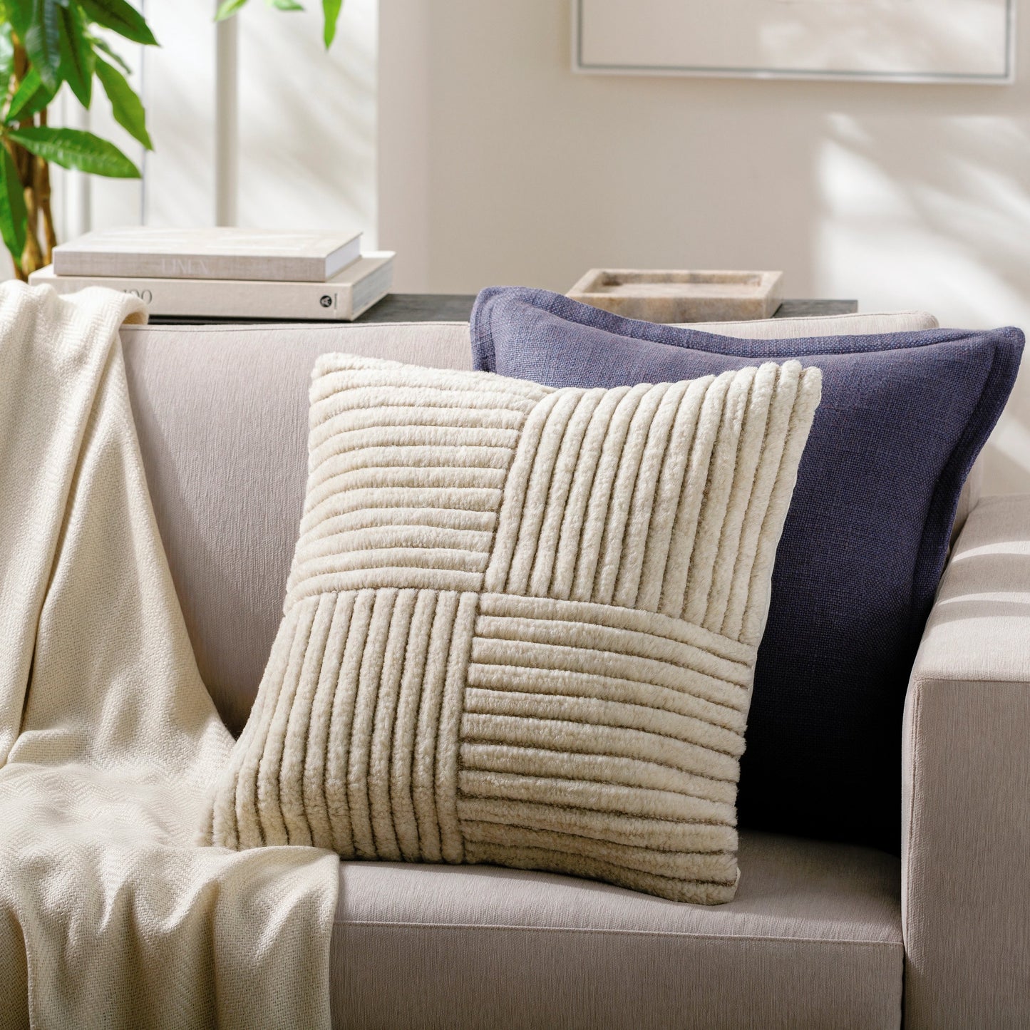002 SI-2049498,SI-2049499,SI-2049501,SI-2049502 | Lifestyle | Tunisia Pillow - 481419 by Surya in ivory. Made from front: 80% wool, 20% cotton, back: 100% cotton in a modern style.