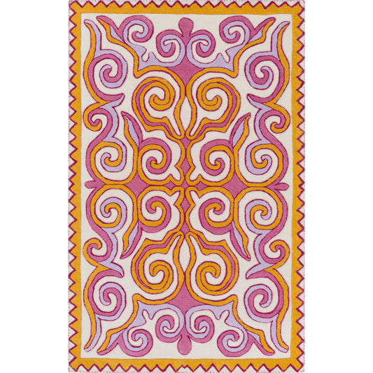 Tulemola Rug - 12904 by Surya in fuchsia, lavender, light beige, mustard, rose. Made from 100% wool in a unique style.