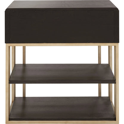 West End Nightstand with Storage-Drawer by Pulaski Furniture in tuxedo. Made from rubberwood in a modern style.