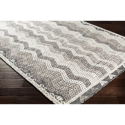 Tunus TUN-2302 Indoor/Outdoor Rug by Surya in ivory, medium gray, black, dark brown. Made from 100% new zealand wool in a unique style.