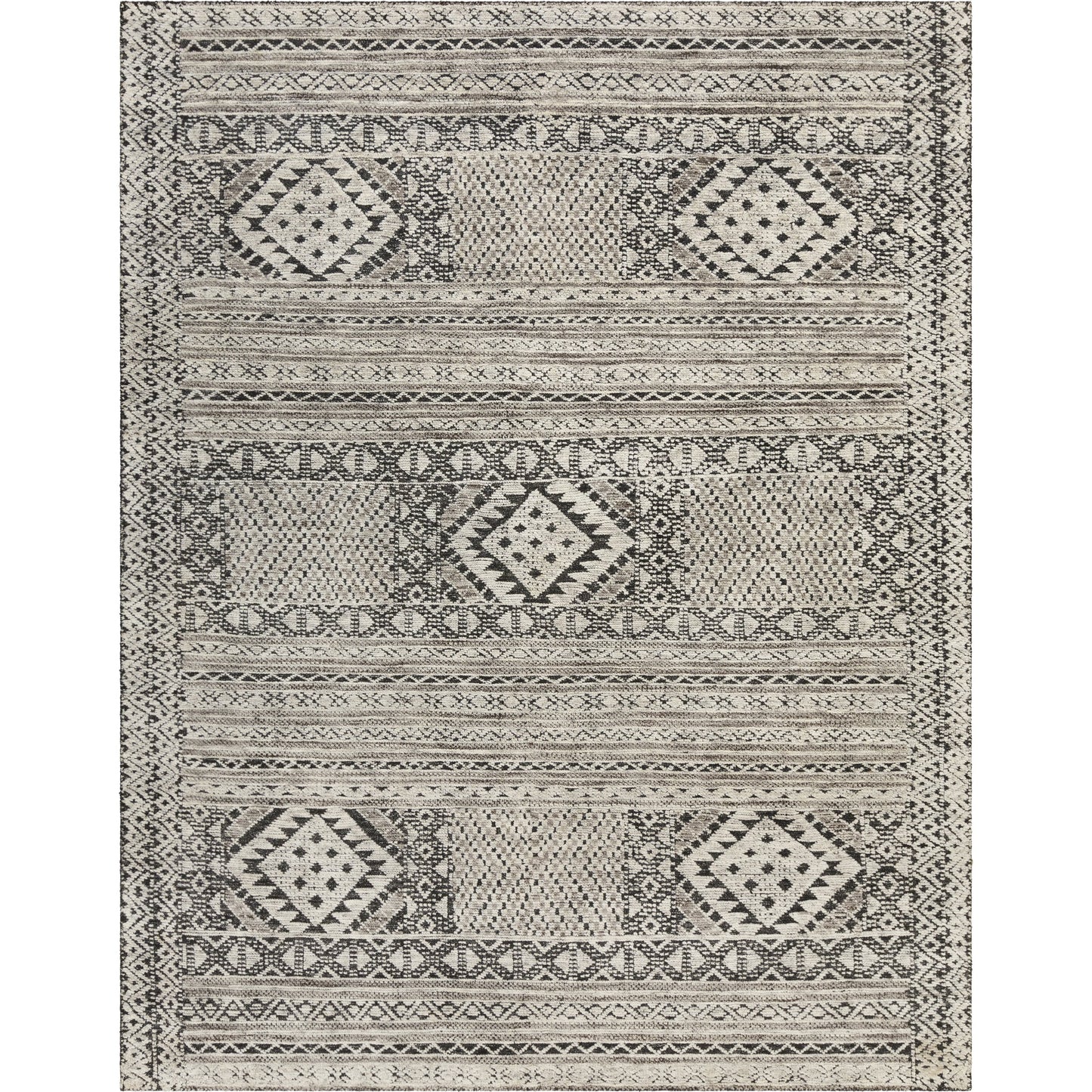 003 SI-1865787,SR-881164 | Primary Silo | Tunus TUN-2304 Indoor/Outdoor Rug by Surya in black, off-white, charcoal. Made from 70% new zealand wool, 30% viscose in a unique style.