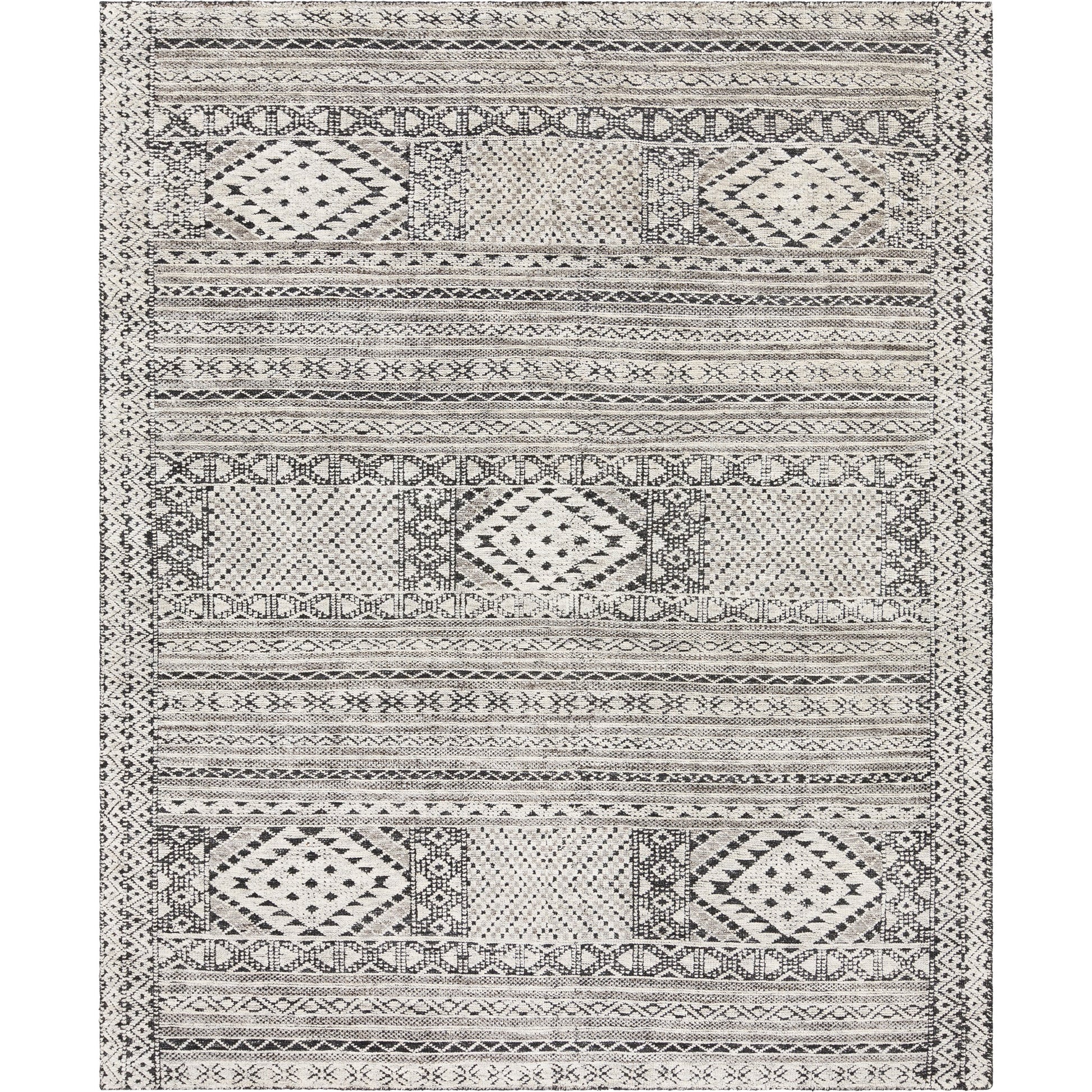 Tunus TUN-2304 Indoor/Outdoor Rug by Surya in black, off-white, charcoal. Made from 70% new zealand wool, 30% viscose in a unique style.