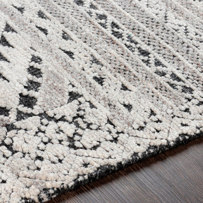 Tunus TUN-2304 Indoor/Outdoor Rug by Surya in black, off-white, charcoal. Made from 70% new zealand wool, 30% viscose in a unique style.