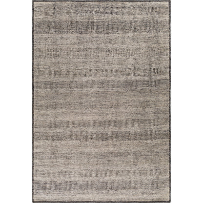 Tunus TUN-2305 Rug by Surya in gray, off-white, black, light sage. Made from 80% new zealand wool, 20% viscose in a unique style.