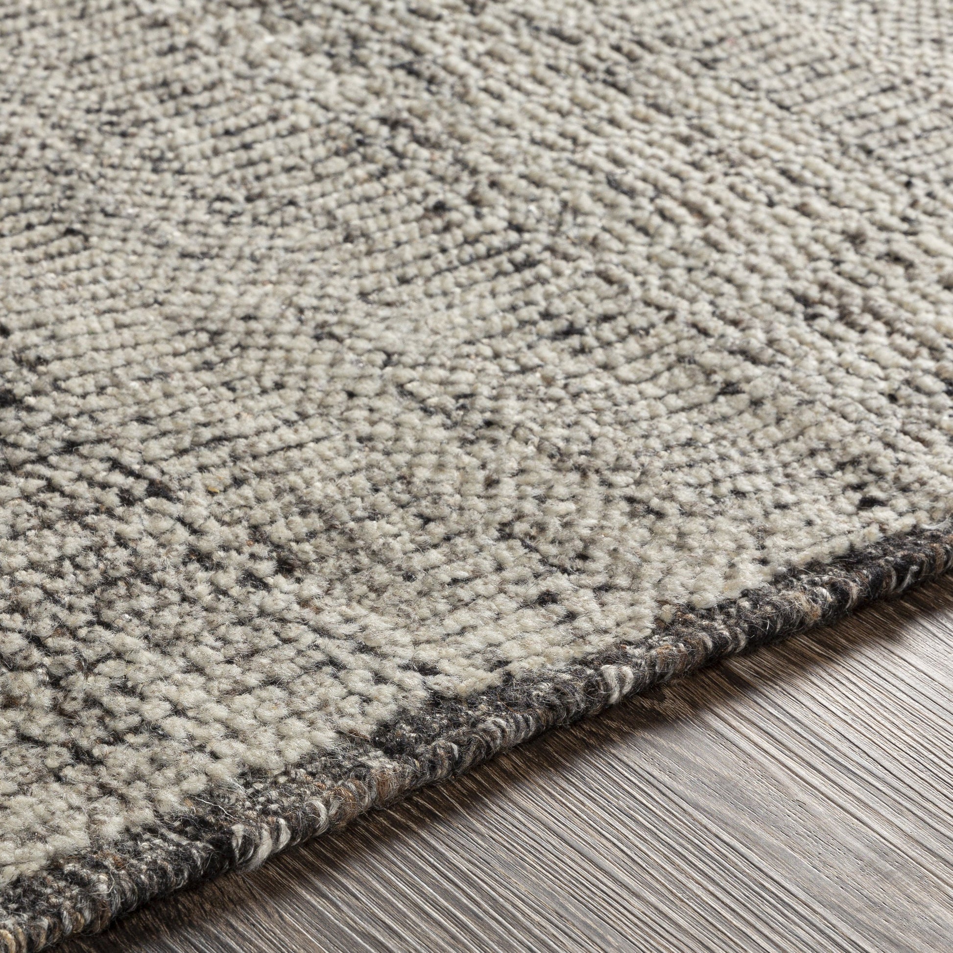 Tunus TUN-2305 Rug by Surya in gray, off-white, black, light sage. Made from 80% new zealand wool, 20% viscose in a unique style.