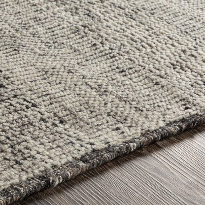 Tunus TUN-2305 Rug by Surya in gray, off-white, black, light sage. Made from 80% new zealand wool, 20% viscose in a unique style.