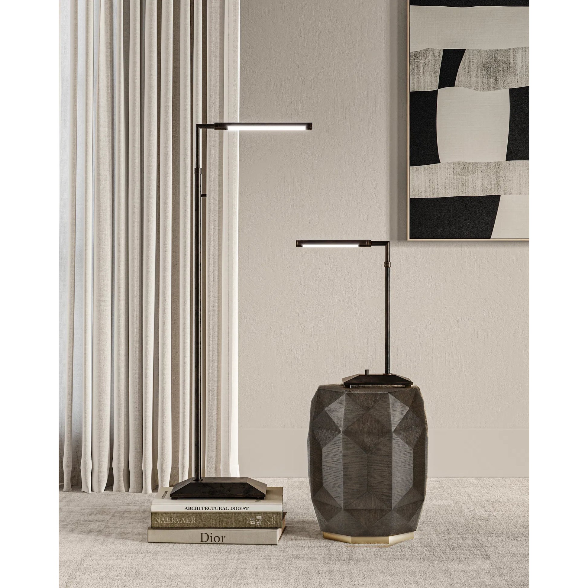 Autrand Floor Lamp by Currey and Company. Made from metal, acrylic in a modern style.
