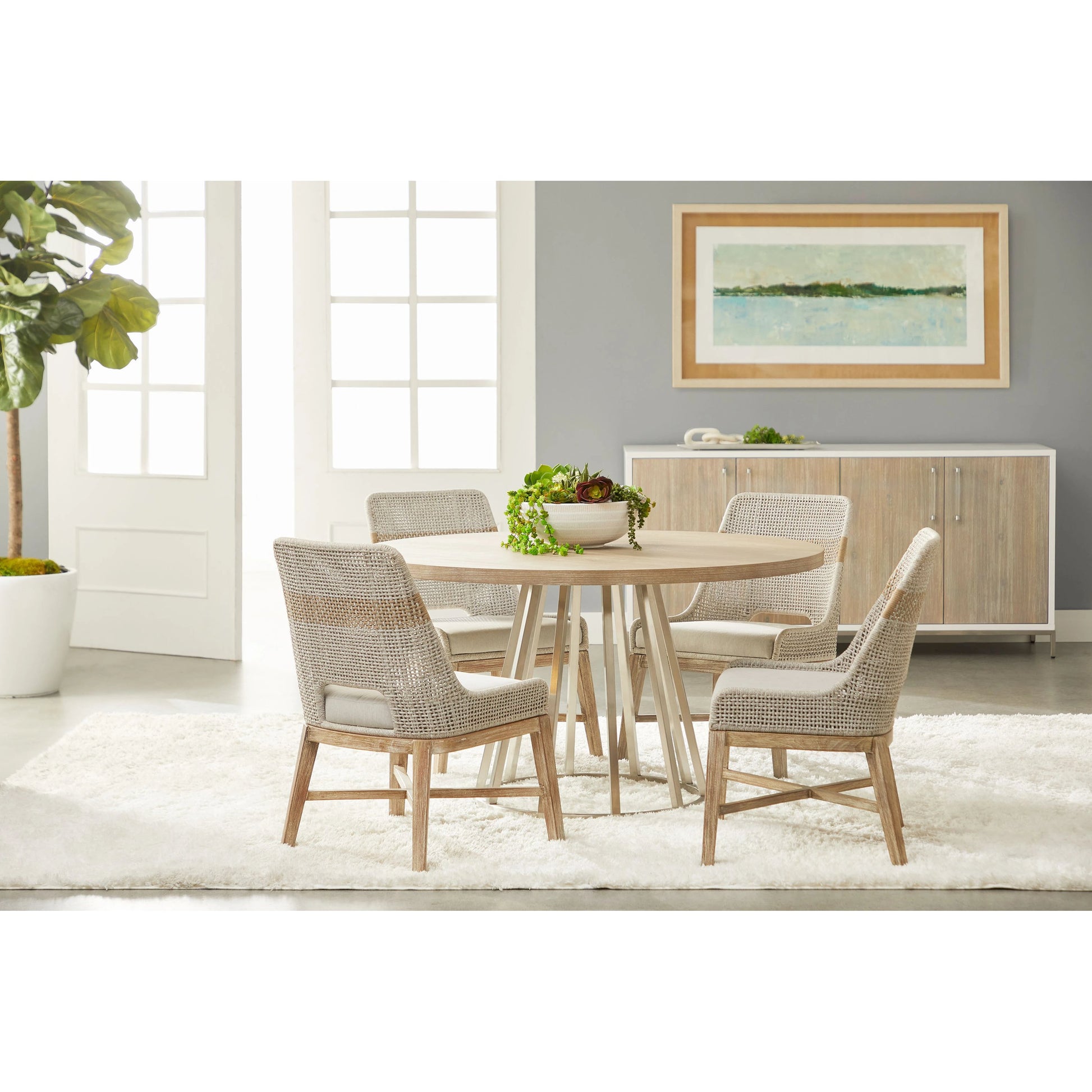 Turino Dining Table Wood Top by Essentials For Living in natural gray acacia. Made from solid acacia wood, acacia veneer, mdf in a modern style.