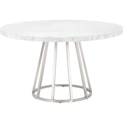 Turino Dining Table Carrera Top by Essentials For Living in white carrera. Made from marble veneer, mdf in a modern style.