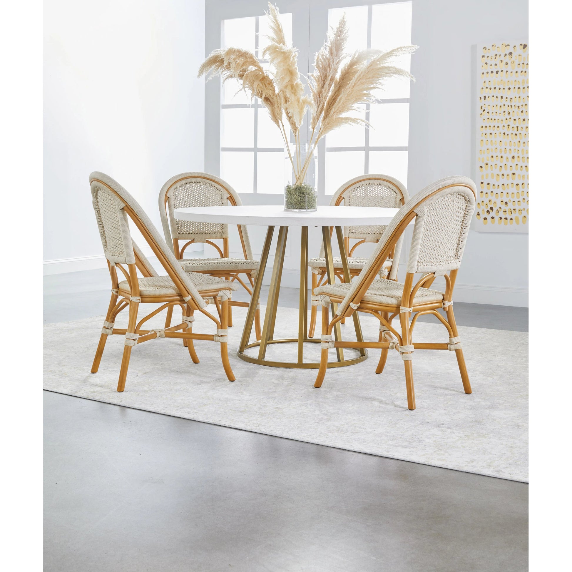 Turino Dining Table Concrete Top by Essentials For Living in white concrete. Made from concrete resin, aluminum in a modern style.