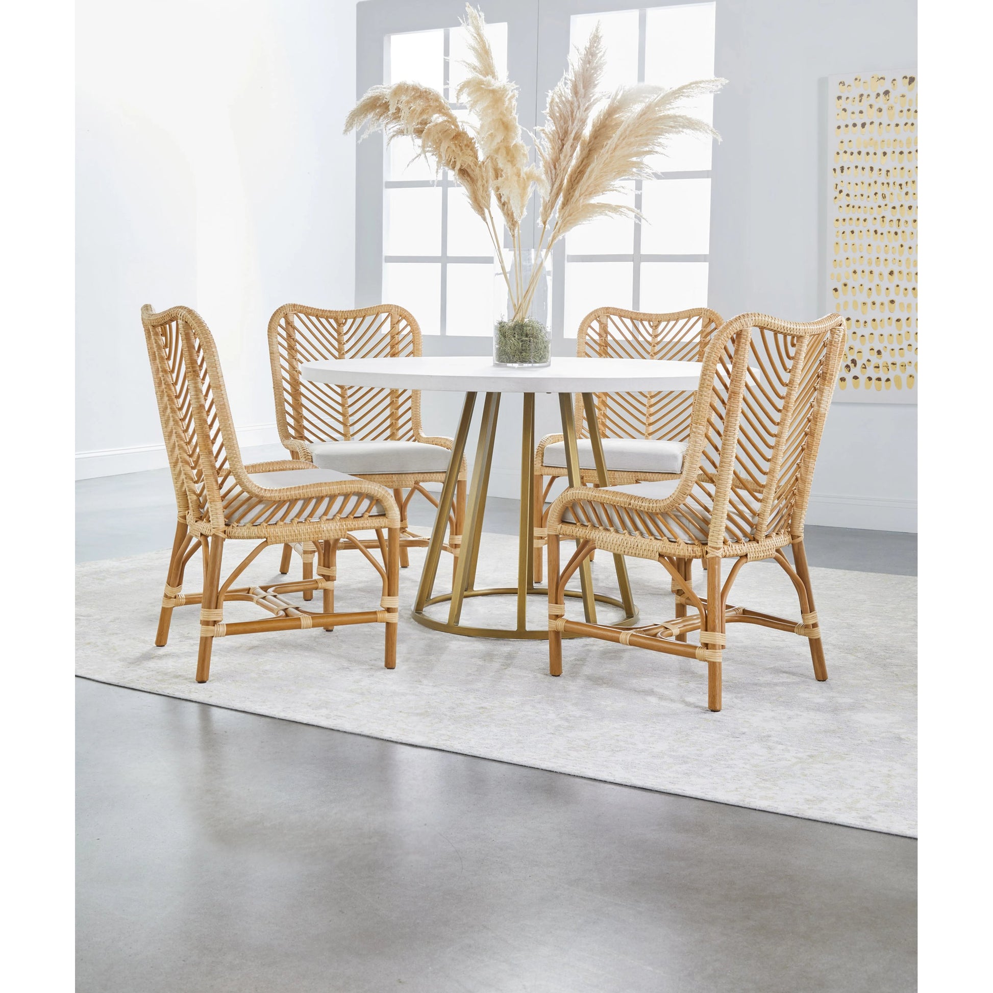 Turino Dining Table Concrete Top by Essentials For Living in white concrete. Made from concrete resin, aluminum in a modern style.