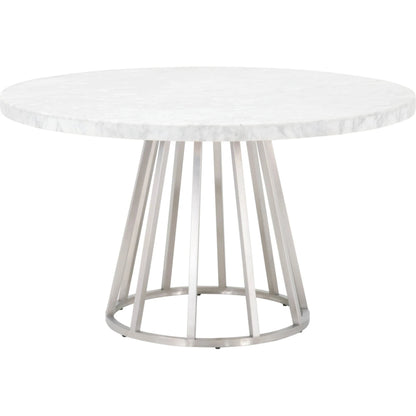 Turino Dining Table Carrera Top by Essentials For Living in white carrera. Made from marble veneer, mdf in a modern style.