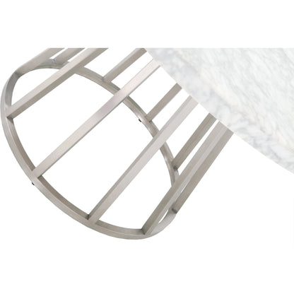 Turino Dining Table Carrera Top by Essentials For Living in white carrera. Made from marble veneer, mdf in a modern style.