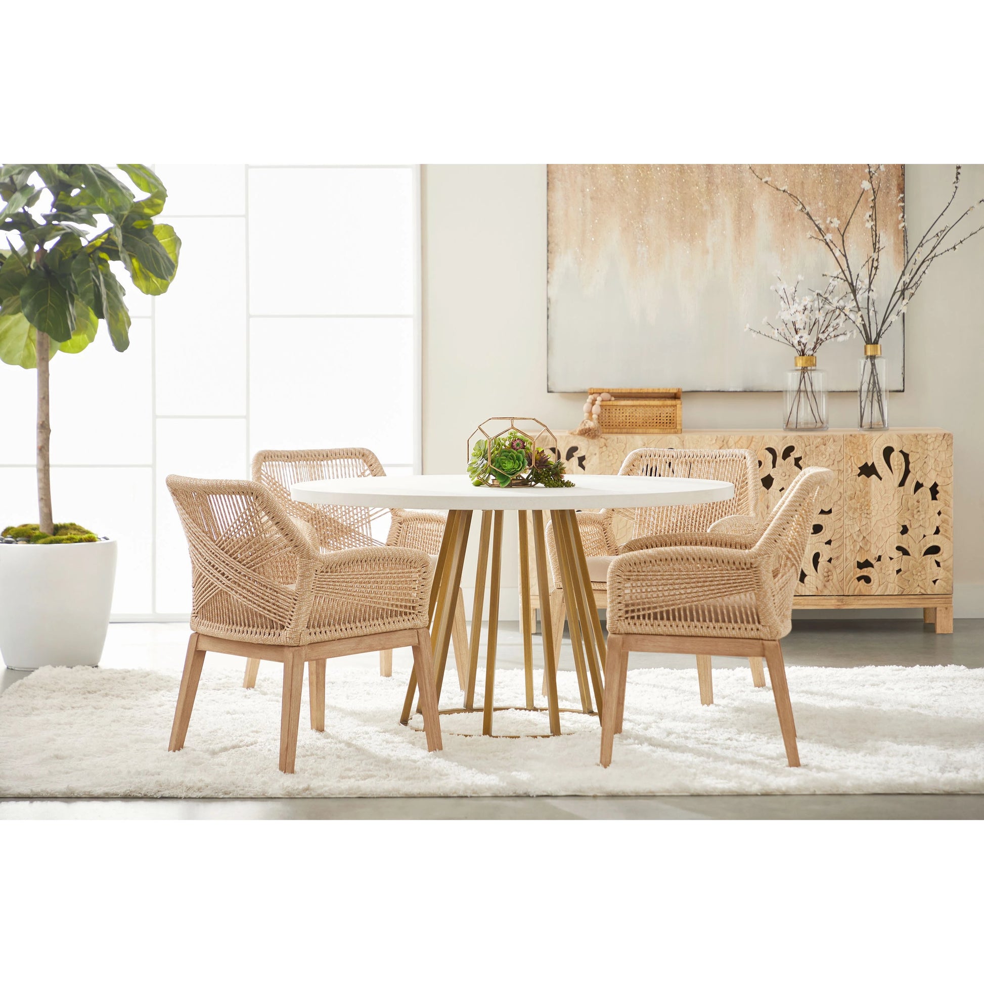 Turino Dining Table Concrete Top by Essentials For Living in white concrete. Made from concrete resin, aluminum in a modern style.