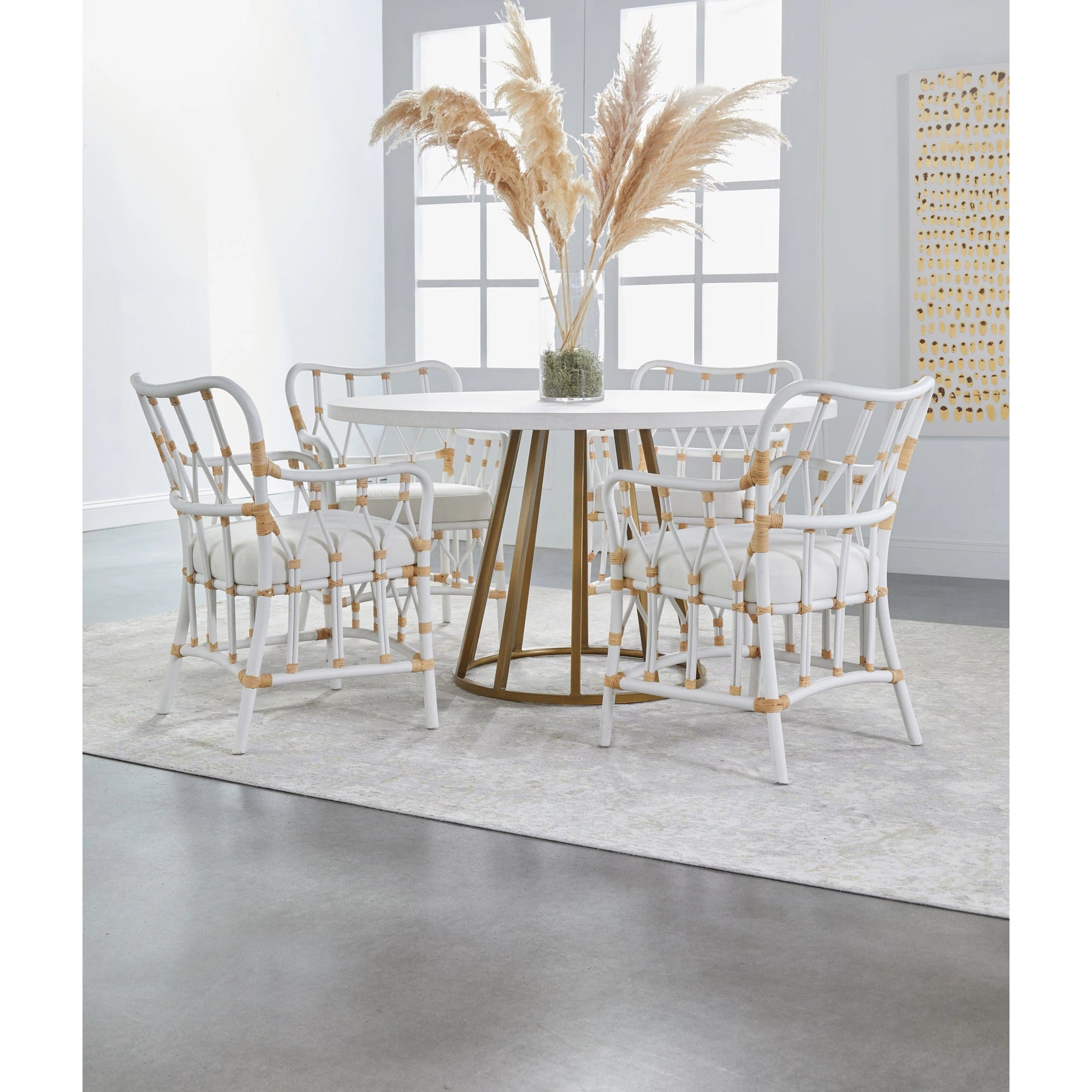 Turino Dining Table Concrete Top by Essentials For Living in white concrete. Made from concrete resin, aluminum in a modern style.