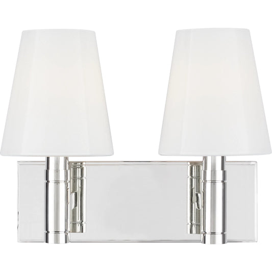 Beckham Classic Vanity by Visual Comfort & Co. in polished nickel. Made from steel in a unique style.