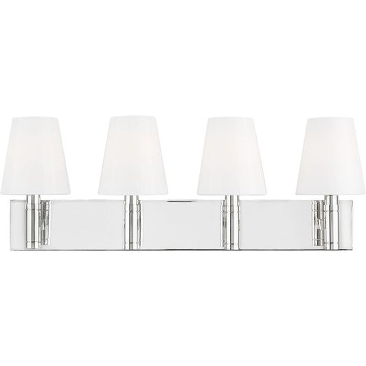 Beckham Classic 4-Light Vanity by Visual Comfort & Co. in polished nickel. Made from steel in a unique style.