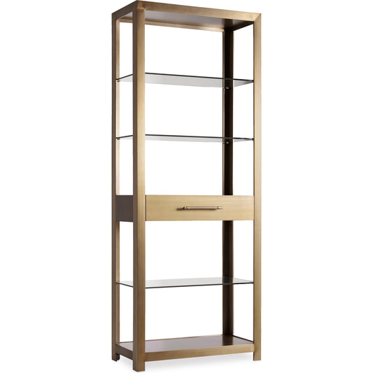 Curata Bunching Bookcase by Hooker Furniture in gold. Made from metal, glass in a unique style.