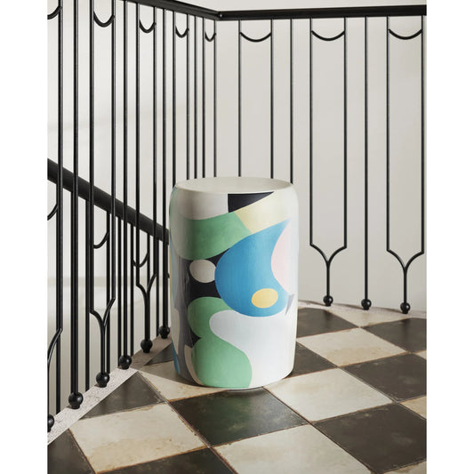 So Nouveau Accent Table by Currey and Company in multicolor. Made from terracotta in a modern style.