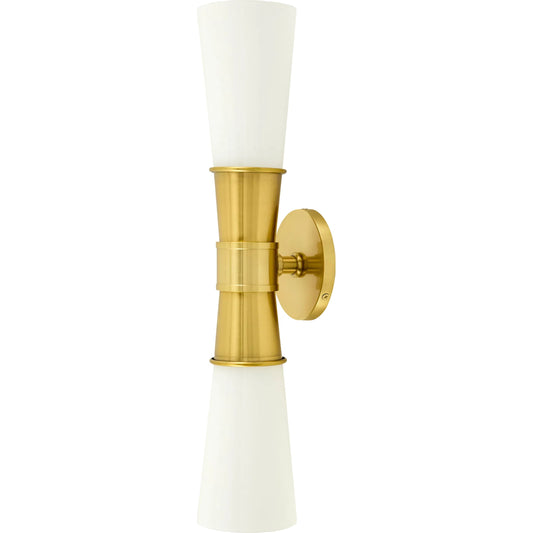 Talva Wall Sconce by Surya in metallic brass, white. Made from iron, glass in a transitional style.