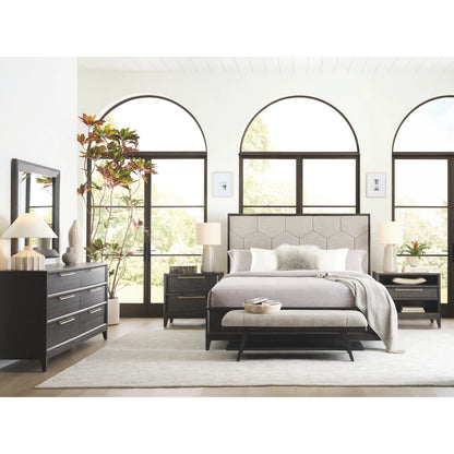 Quincy Upholstered Bed by Pulaski Furniture in molasses. Made from ash wood veneers in a unique style.