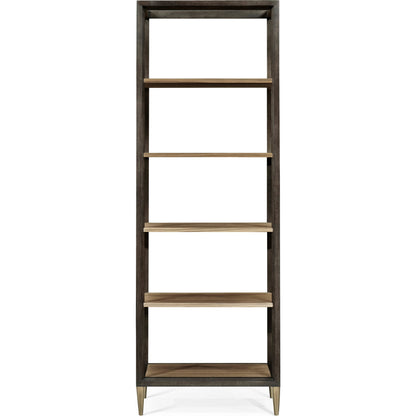 Hamilton Golden Amber Five-Tier Etagere by Jonathan Charles in brown and golden amber. Made from paldao veneer in a transitional style.