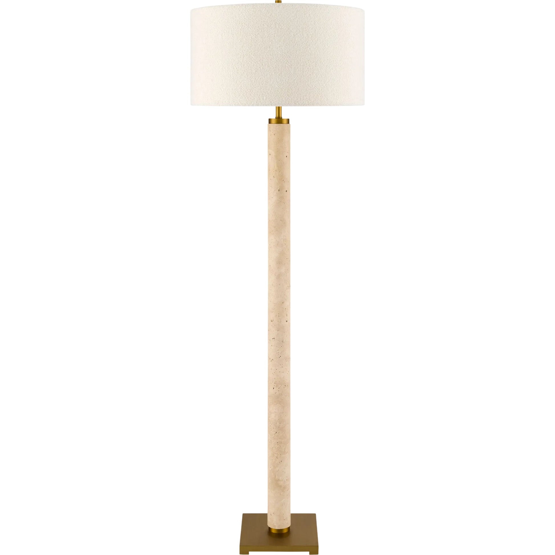 Travisso Accent Floor Lamp by Surya in beige, translucent, cream, metallic gold, white, metallic brass. Made from marble, iron, linen, polyester in a transitional style.
