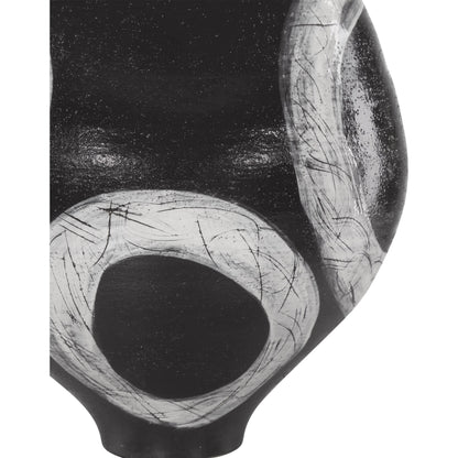 Satori Vase by Currey and Company in black, light gray. Made from porcelain in a modern style.