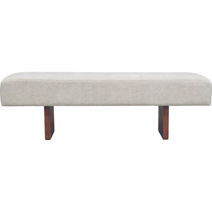 Francesca Bench by LH Imports in oatmeal sand, brown and brown. Made from walnut wood, 100% polyester fabric, pu foam in a transitional style.