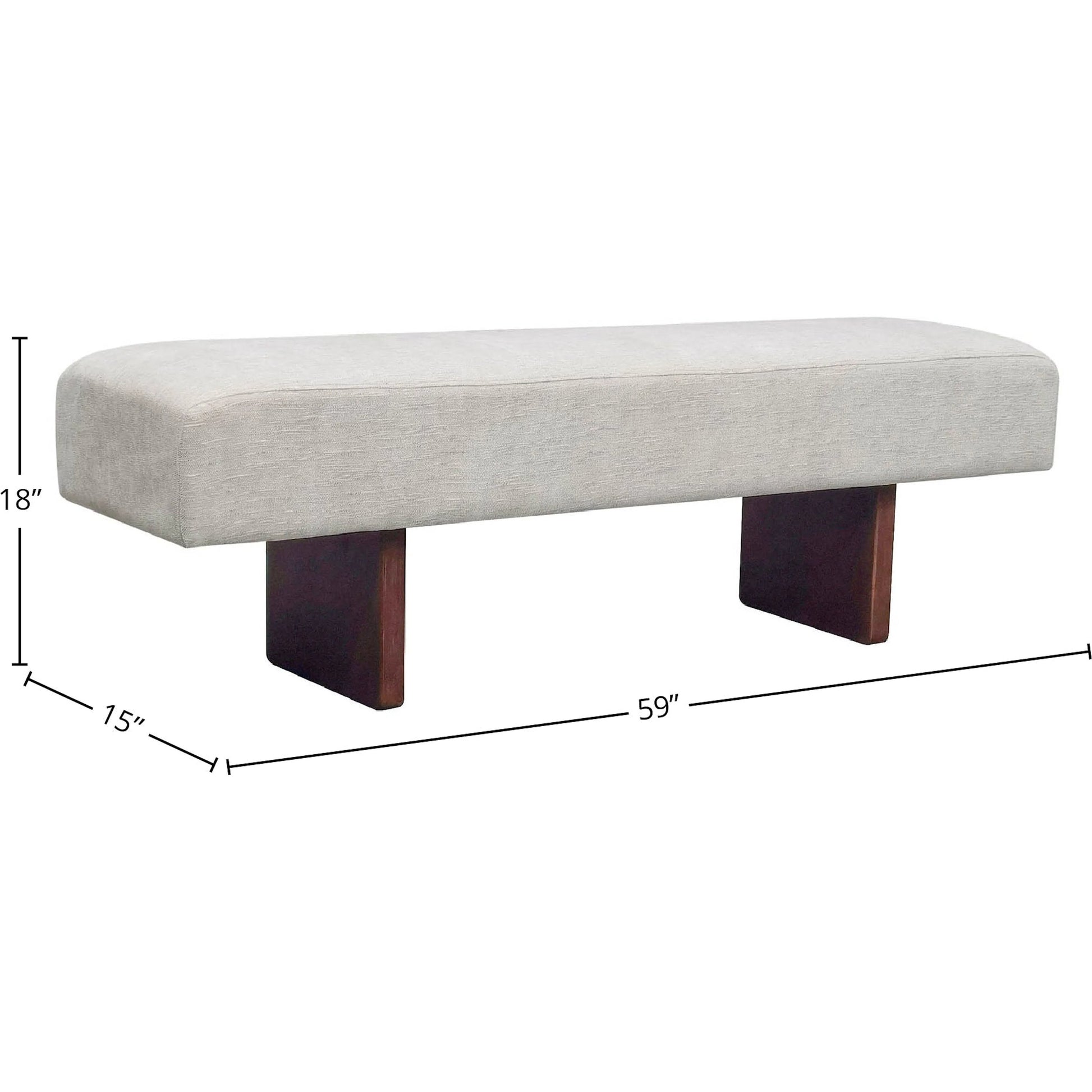 Francesca Bench by LH Imports in oatmeal sand, brown and brown. Made from walnut wood, 100% polyester fabric, pu foam in a transitional style.