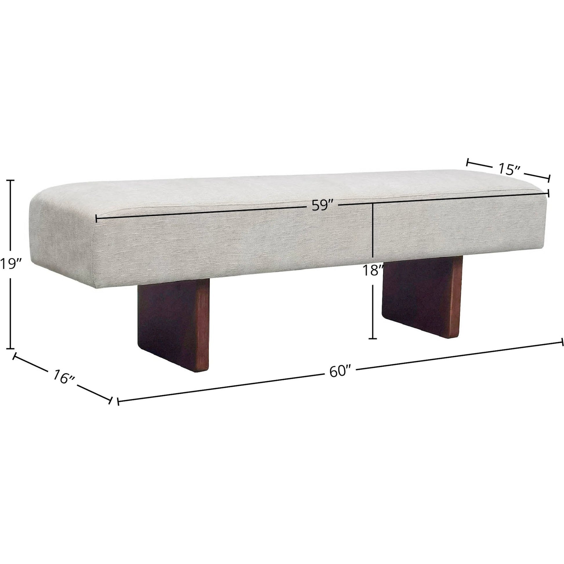 Francesca Bench by LH Imports in oatmeal sand, brown and brown. Made from walnut wood, 100% polyester fabric, pu foam in a transitional style.