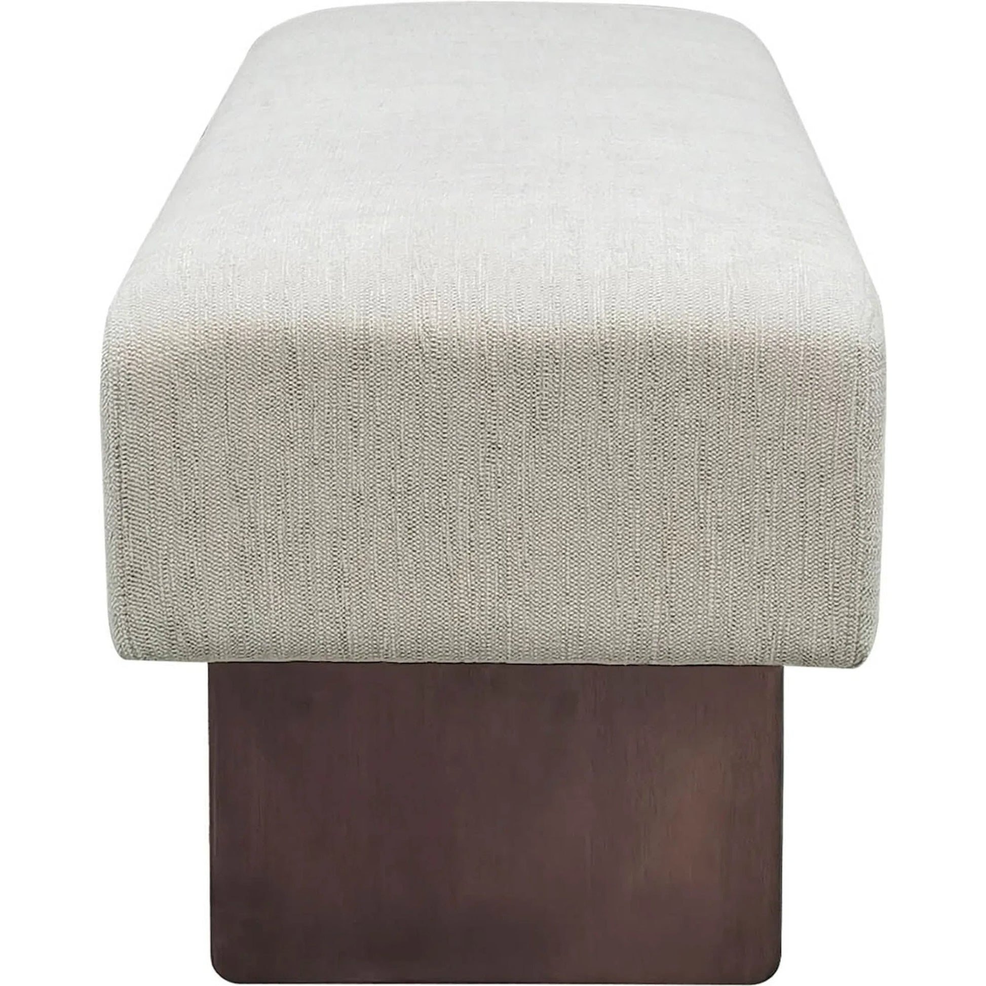 Francesca Bench by LH Imports in oatmeal sand, brown and brown. Made from walnut wood, 100% polyester fabric, pu foam in a transitional style.