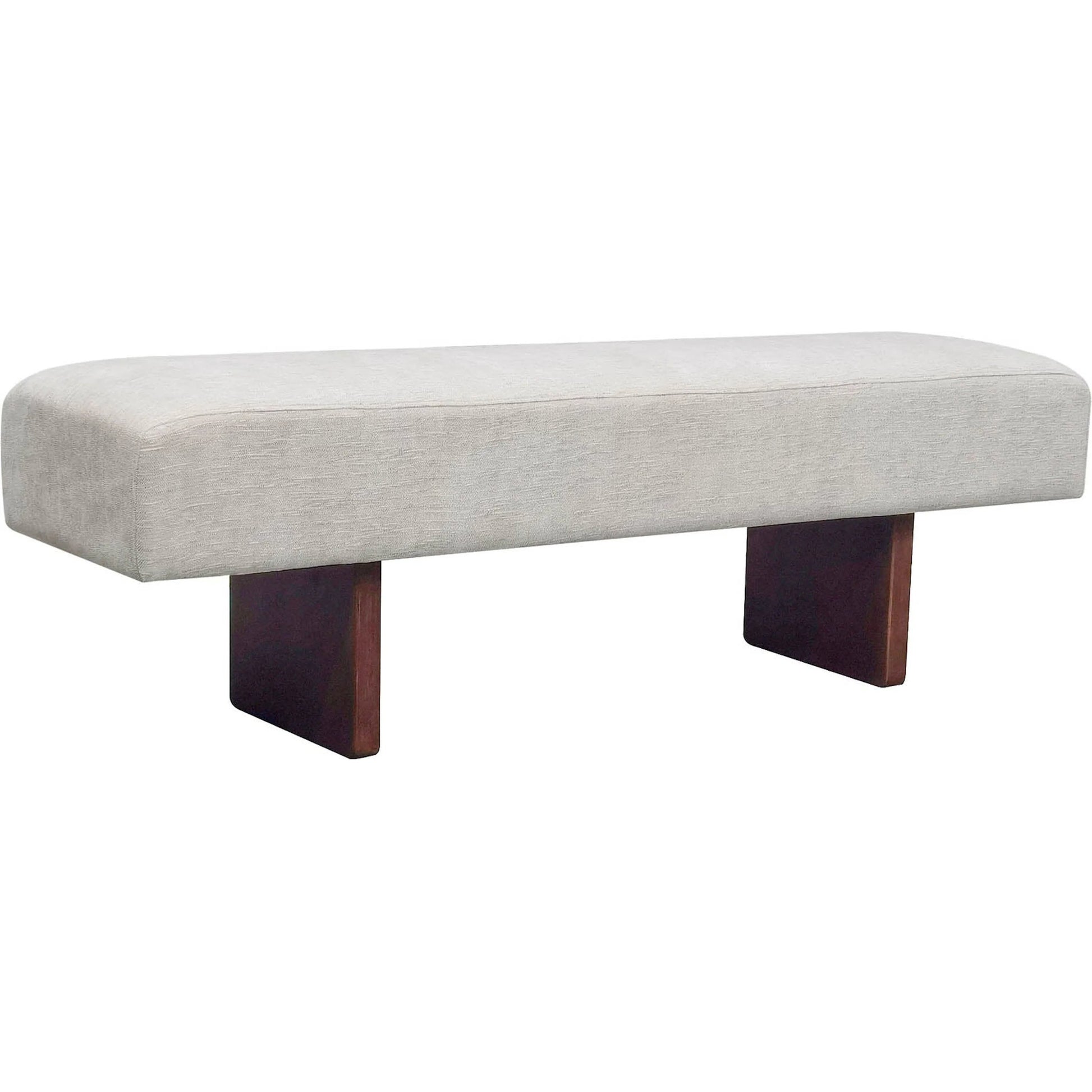 Francesca Bench by LH Imports in oatmeal sand, brown and brown. Made from walnut wood, 100% polyester fabric, pu foam in a transitional style.