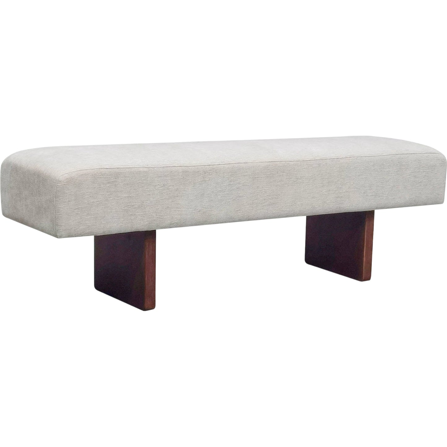 001 SI-2325315 | Primary Silo | Francesca Bench by LH Imports in oatmeal sand, brown and brown. Made from walnut wood, 100% polyester fabric, pu foam in a transitional style.