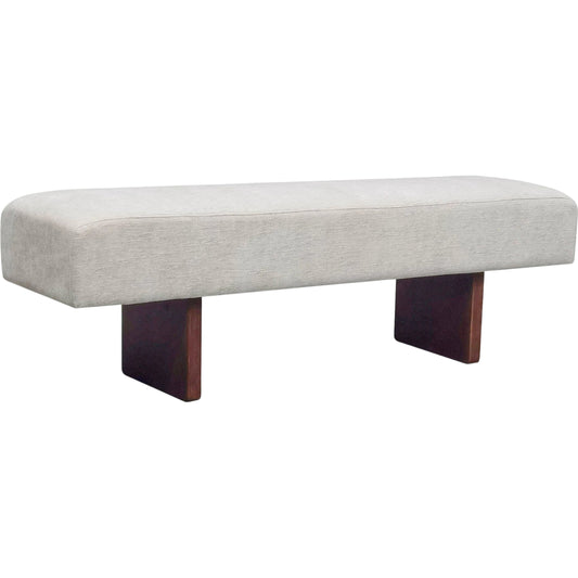 Francesca Bench by LH Imports in oatmeal sand, brown and brown. Made from walnut wood, 100% polyester fabric, pu foam in a transitional style.