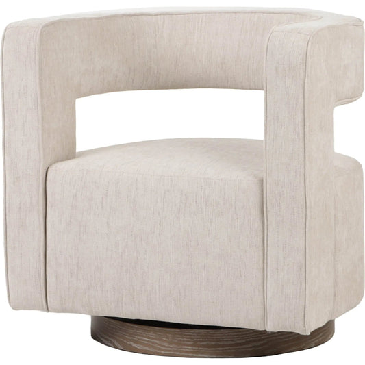 Romer Club Chair by LH Imports in beige and brown. Made from pu foam, 100% polyester fabric, wood base in a unique style.