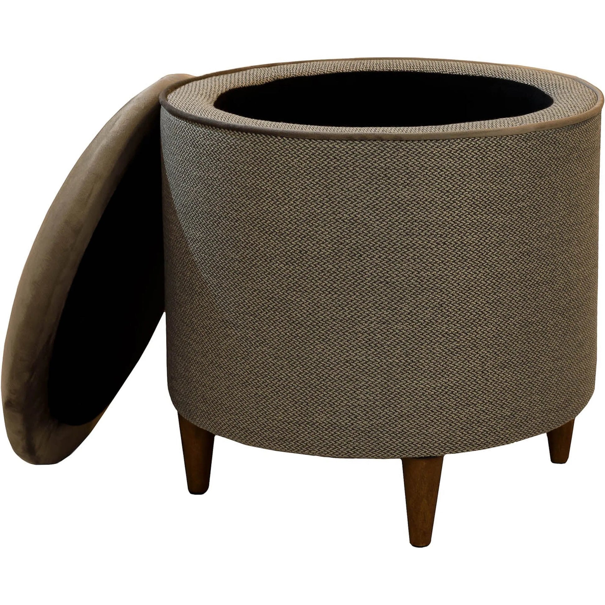 Emma Ottoman by LH Imports in grey and brown. Made from acacia, fabric, pu foam, polyester fiber in a traditional style.