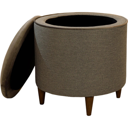 Emma Ottoman by LH Imports in grey and brown. Made from acacia, fabric, pu foam, polyester fiber in a traditional style.