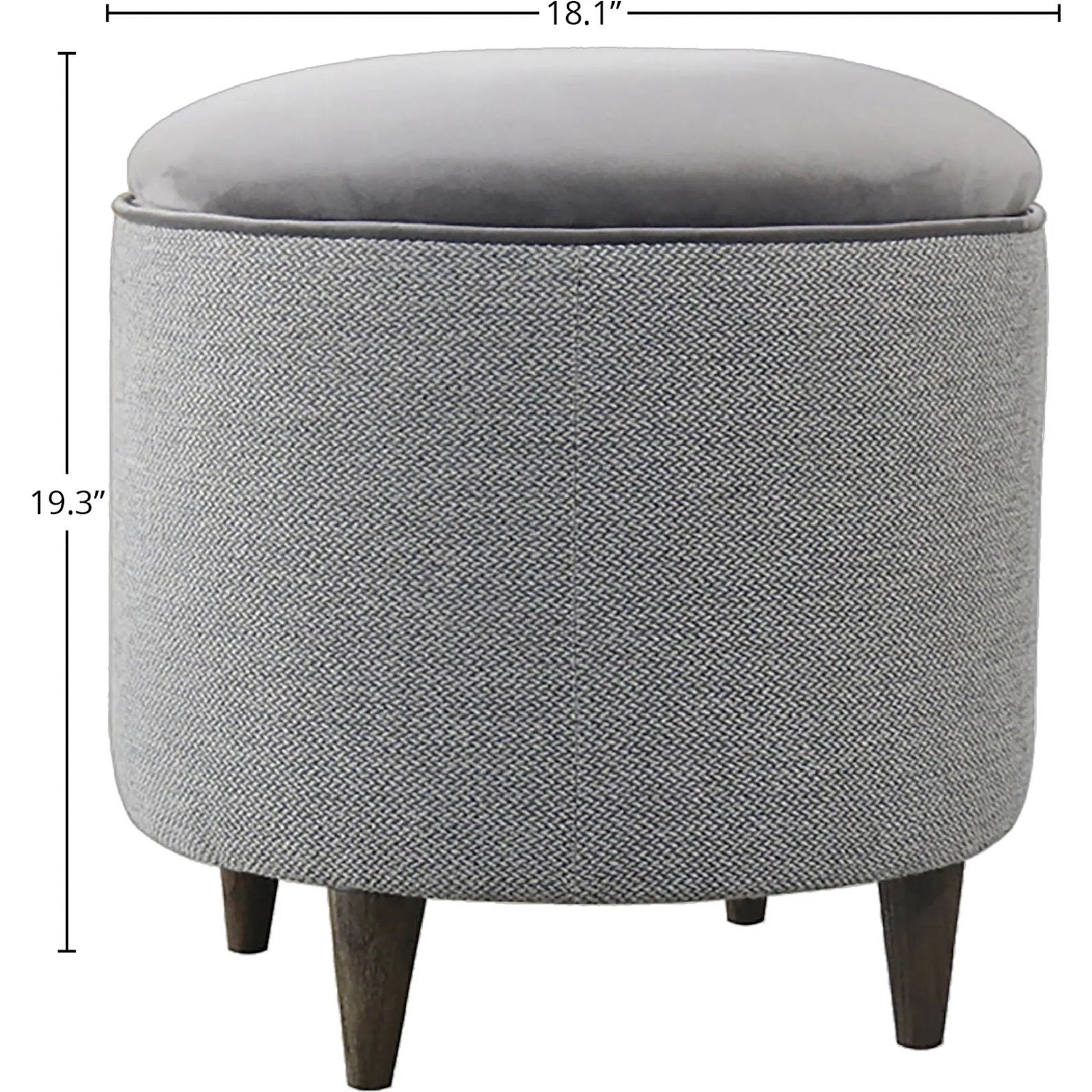 Emma Ottoman by LH Imports in grey and brown. Made from acacia, fabric, pu foam, polyester fiber in a traditional style.