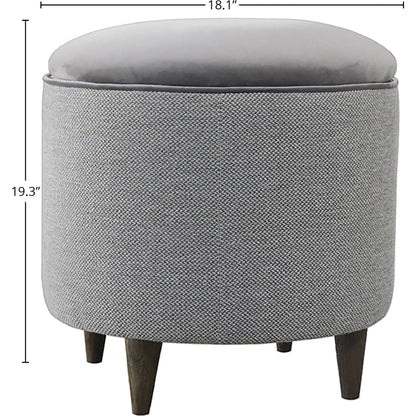 Emma Ottoman by LH Imports in grey and brown. Made from acacia, fabric, pu foam, polyester fiber in a traditional style.