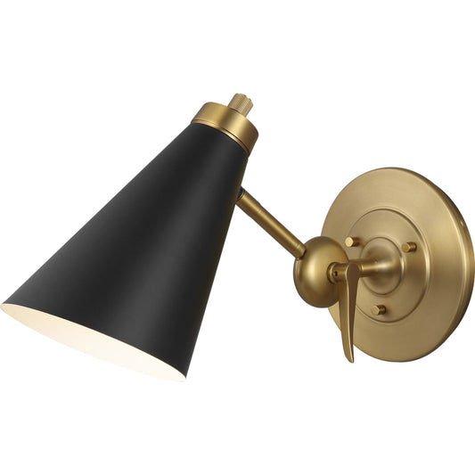 Signoret Task Sconce by Visual Comfort & Co. in burnished brass. Made from steel in a unique style.