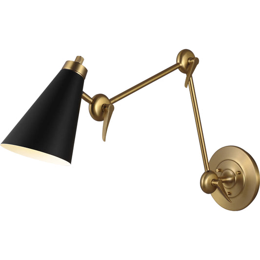 Signoret 2 - Arm Library Sconce by Visual Comfort & Co. in burnished brass. Made from steel in a unique style.
