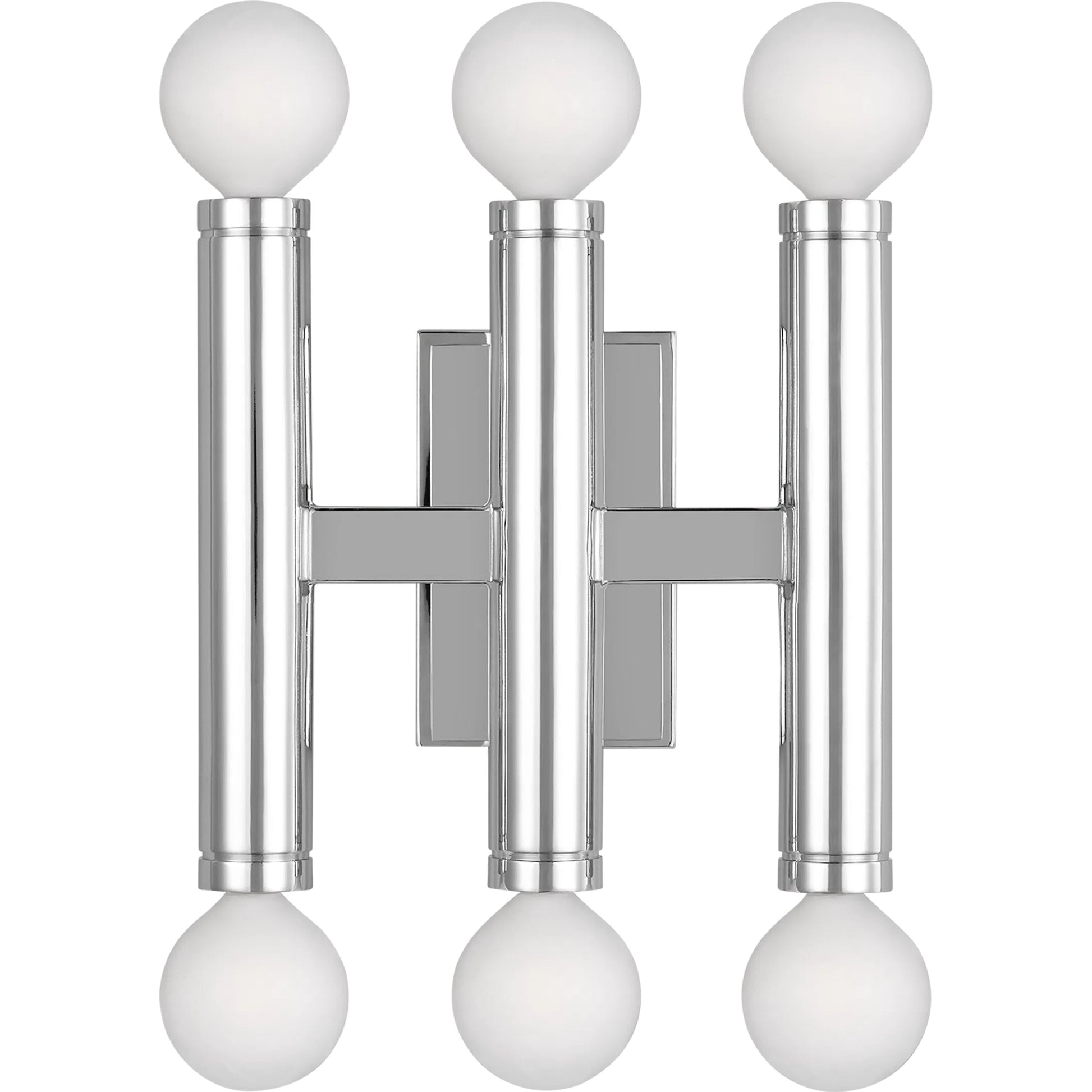 Beckham Modern Triple Sconce by Visual Comfort & Co. in polished nickel. Made from steel in a unique style.