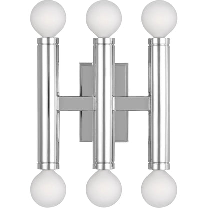 Beckham Modern Triple Sconce by Visual Comfort & Co. in polished nickel. Made from steel in a unique style.