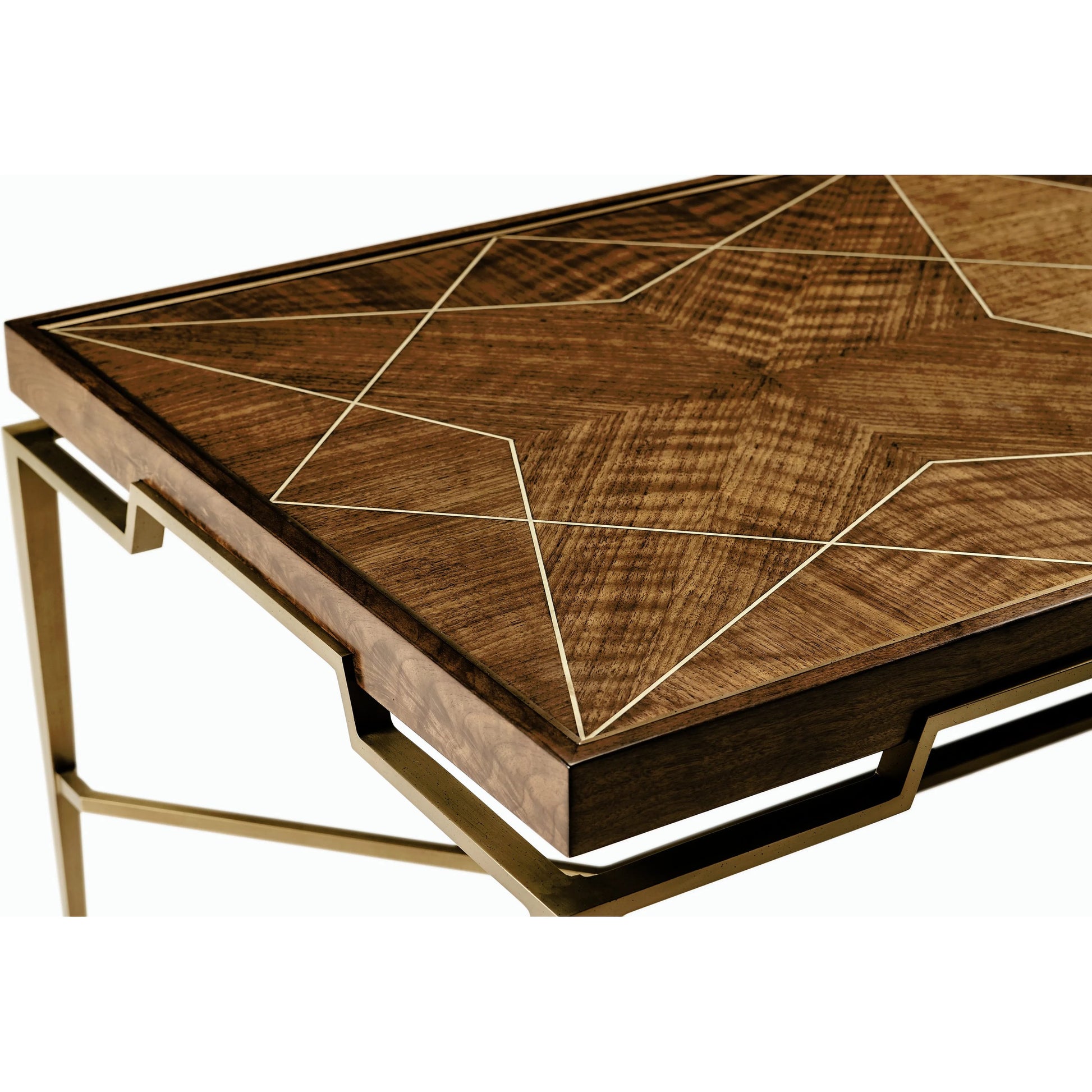 Toulouse Cocktail Table by Jonathan Charles in walnut. Made from walnut quarter figured veneer in a modern style.