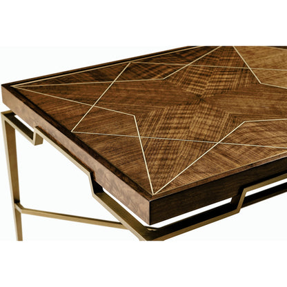 Toulouse Cocktail Table by Jonathan Charles in walnut. Made from walnut quarter figured veneer in a modern style.